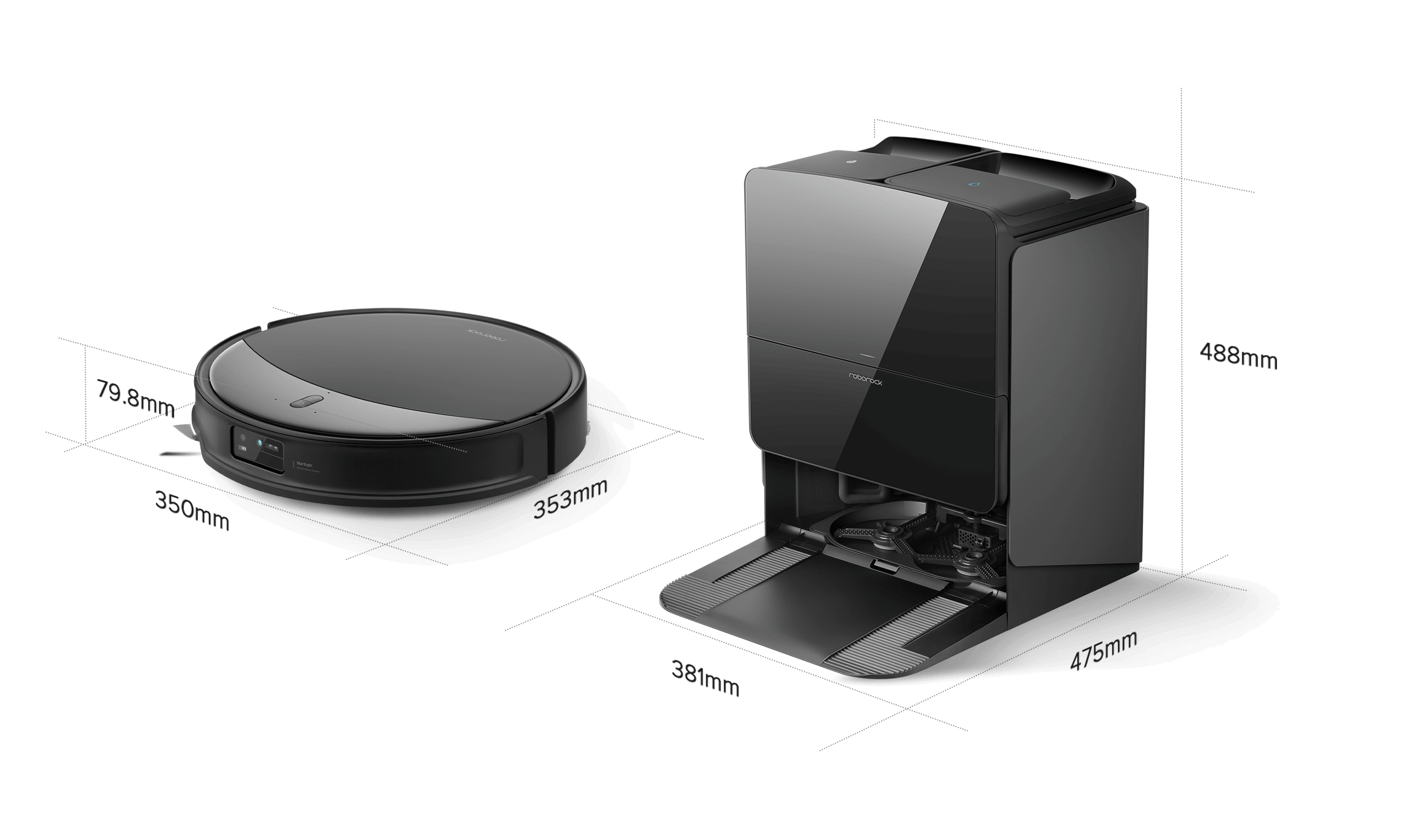roborock australia saros 10r robot and dock dimensions